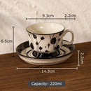 DecorBites™ Ink Flowers Ceramic Cup & Saucer Set - Gold-plated Coffee Mug for Dining Table