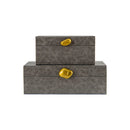 DecorBites™ Golden Stone Handle Leather Jewelry Box: Elegant Desktop Storage Container for Home Decor