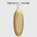 DecorBites™ Leaf Shape Gold Paint Wooden Tray 14.5x40cm - Modern Decorative Tableware