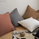 DecorBites™ Linen Pillow Cover 45x45cm Plain Fringed for Home Sofa Bed Decoration
