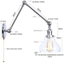 DecorBites™ Chrome Industrial LED Wall Sconce Swing Arm Clear Glass Lamp