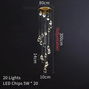 DecorBites™ Crystal LED Chandelier: Modern Staircase & Living Room Pendant Light Fixture