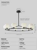 DecorBites™ Glass Lampshade Chandelier Copper Hanging Lights Dining Room Bedroom Decor