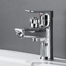 DecorBites™ Black Brass Single Handle Bathroom Basin Faucet with Shower Head, Hot and Cold Mixer Tap