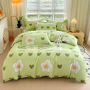 DecorBites™ Cotton Stripe Comforter Cover Set for Single Double Bed - Autumn Winter