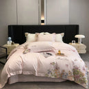 DecorBites™ Egyptian Cotton Flowers Embroidery Luxury Bedding Set - Queen King Size