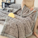 DecorBites™ Cozy Jacquard Taffeta & Flannel Nap Blanket - Warm, Thick Comforter for Bedroom