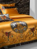DecorBites™ Luxe Brocade Cotton Embroidered Bedding Set - Quilt Cover Bed Linen Bedspread
