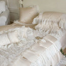 DecorBites™ French Lace Ruffles Flowers Bedding Set: Duvet Cover, Sheet Set, Pillowcases