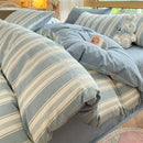 DecorBites™ Cotton Striped Bedding Set Yarn Dyed Washed Duvet Cover Single Bedclothes