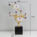 DecorBites™ Golden Tree Crystal Flower Brass Amethyst Decor with Golden Bird Figurines