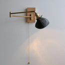 DecorBites™ Clear Glass Copper LED Wall Light with Pull Chain Switch & Walnut Wood Canopy