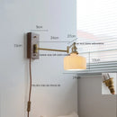 DecorBites™ Copper Arm LED Wall Sconce Switch Light, Adjustable Lampshade, Pull Chain, Beside Lamp