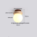DecorBites™ LED Ceiling Light with Wood Base and White Glass Shade