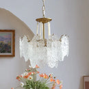 DecorBites™ Clear Glass LED Chandelier: Modern French Style for Living Room, Bedroom, Kitchen.