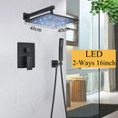 DecorBites™ LED Black Wall Mounted Shower Faucet Set with Rainfall Shower Head