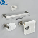 DecorBites™ Brushed Nickel Bathroom Hardware Set: Robe Hook, Towel Rail, Bar Rack, Shelf, Tissue Holder