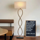 DecorBites™ Hemp Rope Fabric Shade LED Floor Lamp for Nordic Retro Wabi Sabi Style
