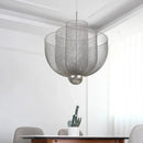 DecorBites™ Gold Mesh Grid Ceiling Chandelier: Dimmable LED Indoor Lighting