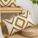 DecorBites™ Geometric Embroidery Cushion Cover with Tassel, Home Decor Pillowcase, Various Sizes