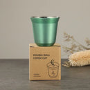 DecorBites™ Double Wall Espresso Mugs 80ml - Set of 2 Stainless Steel Heat Insulated Cups