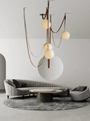DecorBites™ Leather Glass Ball Pendant Light for Living Room, Adjustable Belt DIY Fixture