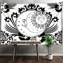 Celestial mandala hippie black & white wall hanging bedroom tapestry