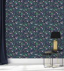 Stylish Dark Blue Floral Wallpaper