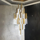 DecorBites™ Crystal Staircase Chandelier - Modern Gold LED Lighting for Living Room