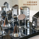 DecorBites™ Crystal Glass Chess Set Geometric Design Home Decor Figurines.