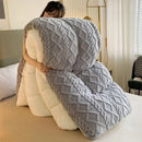 DecorBites™ Cozy Winter Bed Blanket: Luxe Lamb Cashmere Warmth Quilt for Comfort