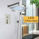 DecorBites™ LED Black Wall Mounted Shower Faucet Set with Rainfall Shower Head