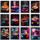DecorBites™ Japanese Food Neon Posters Canvas Painting for Home Kitchen Decor