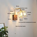 DecorBites™ LED Walnut Wood Cube Glass Wall Light with Pull Chain Switch