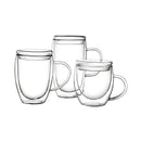 DecorBites™ Double Wall Tumbler Set: Beer Whiskey Wine Glasses Tea Mug Coffee Cup with Lid