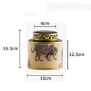 DecorBites™ Leopard Pattern Tank Ceramic Storage Jar with Lid for Jewelry and Cosmetics