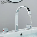 DecorBites™ Crystal Handle Gold Bathroom Basin Faucet Three Hole Mixer for Bathtub