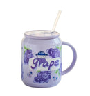 DecorBites™ Fruit Shape Ceramic Mug with Lid and Straw, Cute Korean Style Design
