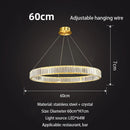 DecorBites™ Gold Crystal Round Ring Chandeliers with LED Pendant Light for Ceiling Lighting