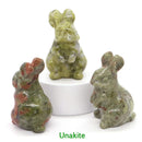 1.5" Elf Rabbit Natural Crystal Amethyst Quartz Agate Bunny Animal Craft Figurines Stone Carving Healing Reiki Home Decor Gift