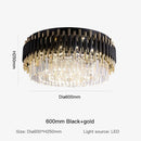 DecorBites™ Gold Black Crystal Ceiling Chandelier - Round LED Pendant for Living Room Lighting