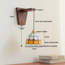 Amber glass led glass sconce wall lamp – bedroom brass fixture