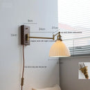 DecorBites™ Copper Arm LED Wall Sconce Switch Light, Adjustable Lampshade, Pull Chain, Beside Lamp