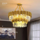DecorBites™ Golden Luxury LED Crystal Chandelier for Hotel Living Room Ceiling Lighting