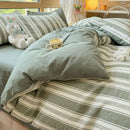 DecorBites™ Cotton Striped Bedding Set Yarn Dyed Washed Duvet Cover Single Bedclothes