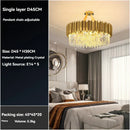 DecorBites™ Crystal Gold Chandelier LED Ceiling Pendant for Living Room Bedroom Kitchen Island