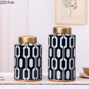 DecorBites™ Geometric Stripes Ceramic Vase Home Decor Storage Tank Living Room Table