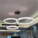 DecorBites™ Crystal LED Chandelier Rings Pendant Lamp Luxury Villa Stair Decoration