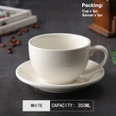 DecorBites™ 350ml Latte Ceramic Coffee Cup and Saucer Set - Set of 2