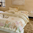 DecorBites™ 100S Egyptian Cotton Embroidery Bed Linens Set for Queen King Euro Size